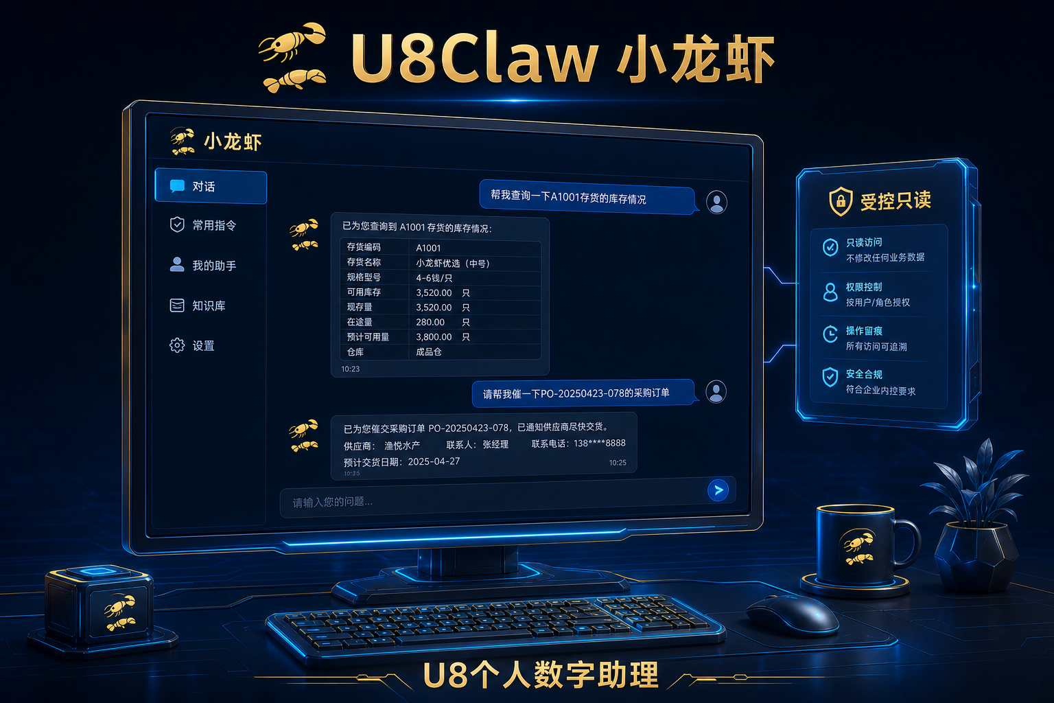 U8Claw 小龙虾：对话入口的 U8 个人数字助理