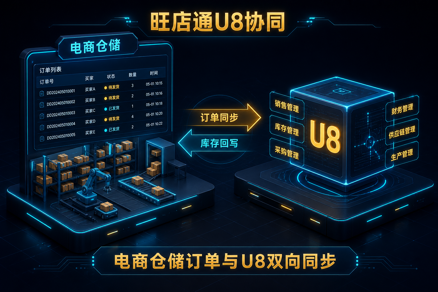 旺店通与 U8 电商仓储协同
